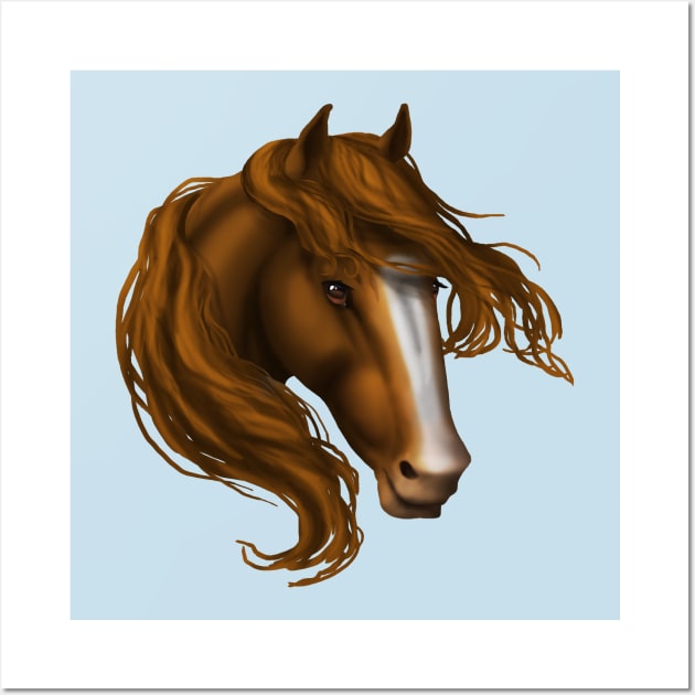 Horse Head - Chestnut Blaze Wall Art by FalconArt